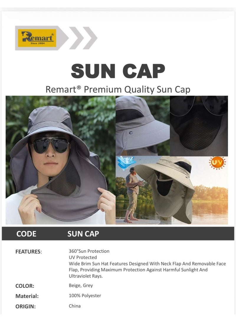 Remart Premium Sun Cap with Neck Flap, UPF 50+ UV Protection, Wide Brim Outdoor Hat for Fishing, Hiking & Work - Image 3